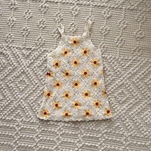 Zara Cream Crochet Dress with Yellow Floral Accents